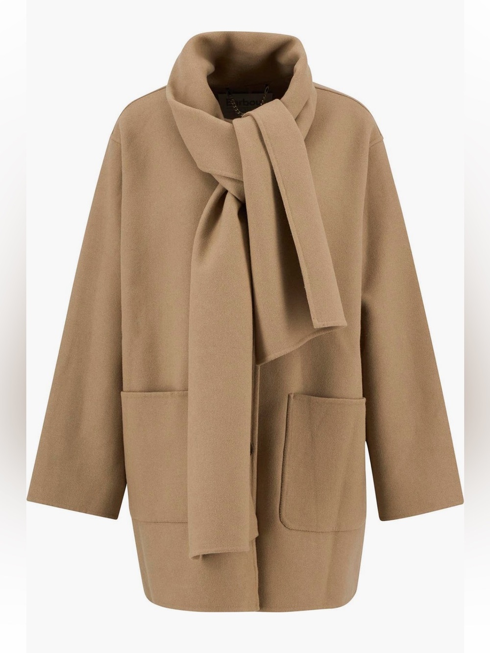 Barbour Camel Clementine Scarf Wool Blend Coat Sz 10 NWT